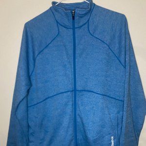 blue zip up sweatshirt